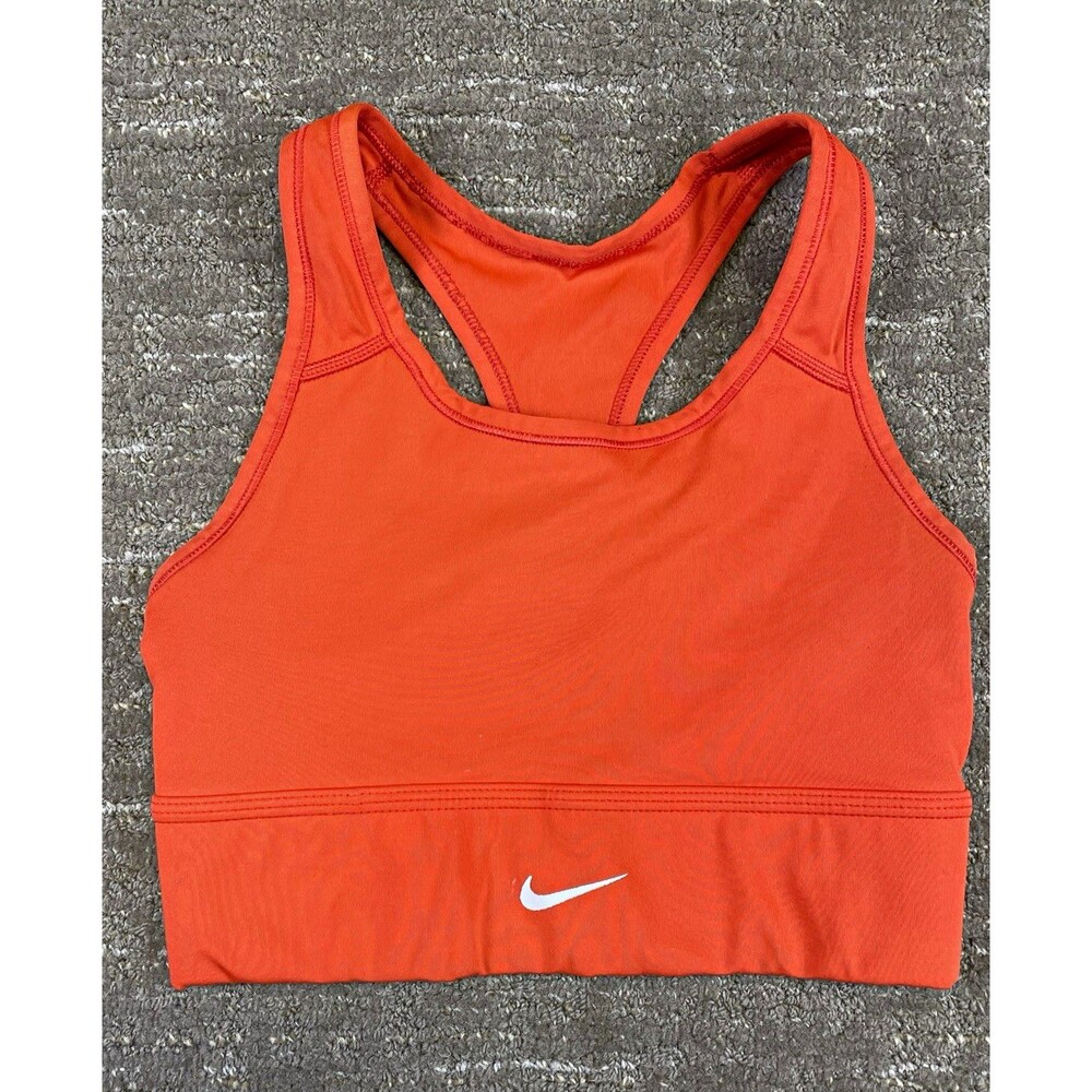 Nike Dri-FIT Women’s XS Orange Medium Support Racerback Pullover Sports Bra